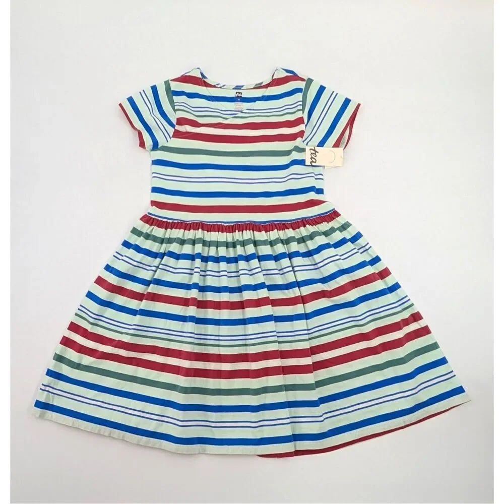 Tea Collection Wrap Dress Girl Size 12 Garden‎ Party Striped Nautical Coastal